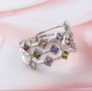 Silver Multi-Stone Pastel Ring